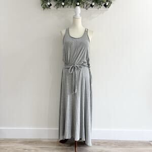 Women’s The North Face Grey Jersey Maxi Dress Braided Belt 1-200 built in bra